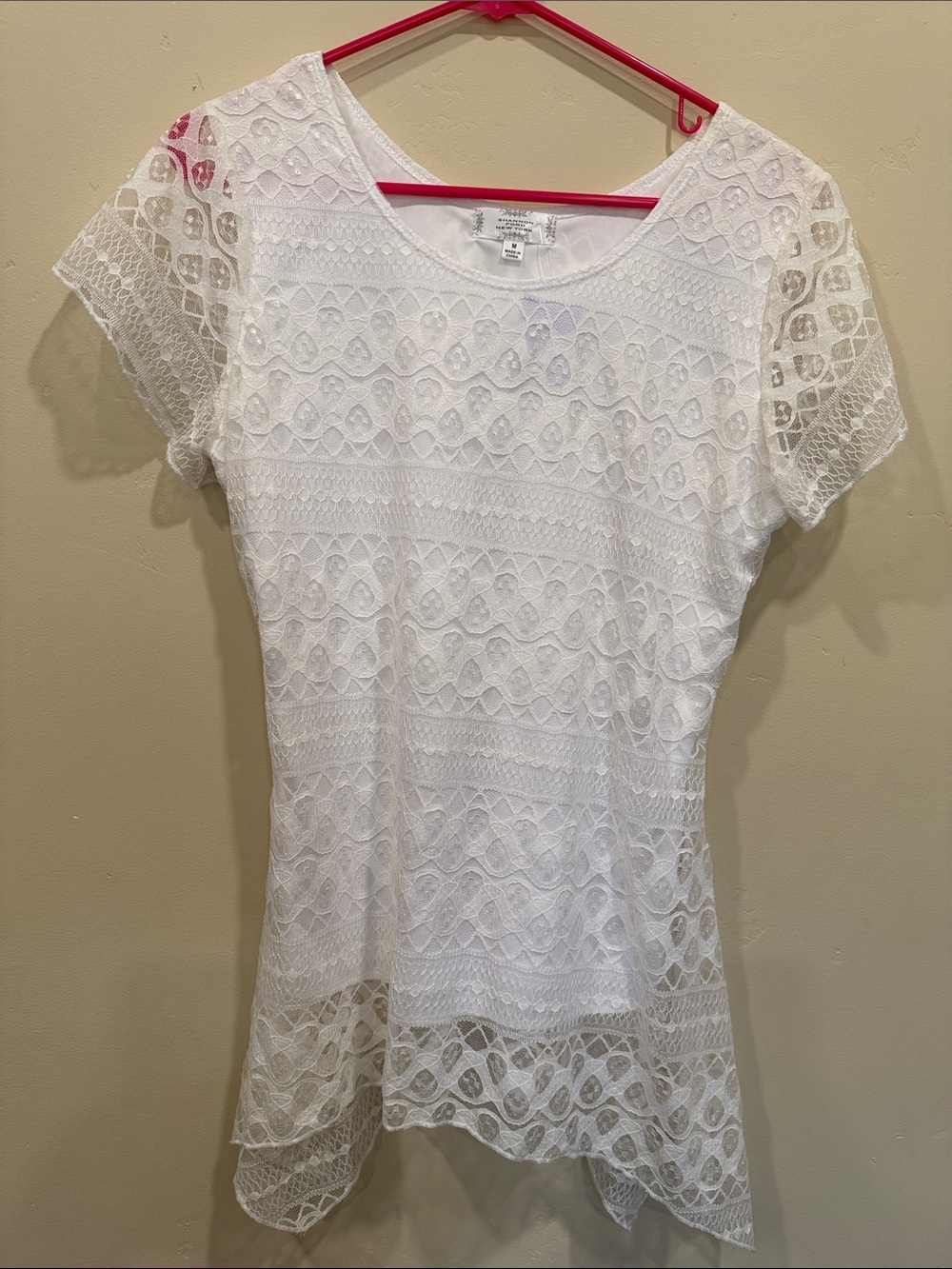 White Lace Short-Sleeve Tunic Top - Classic Women's Style
